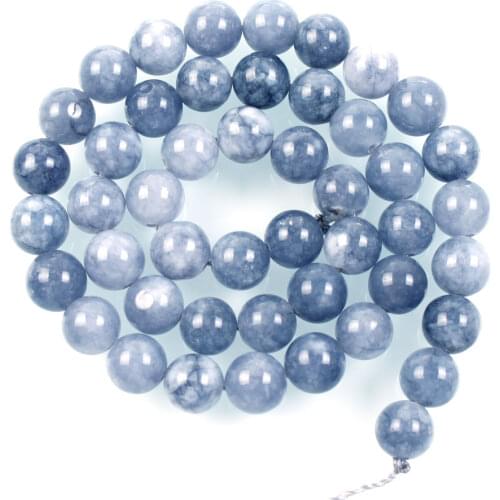 Natural Stone Beads Light Blue Patterm Marble Loose Beads for Jewelry Making Needlework DIY Bracelet Strand 4-12 MM