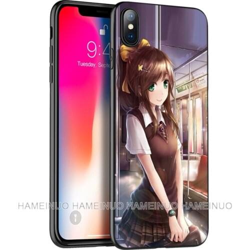 Black tpu case for iphone 5 5s SE 2020 6 6s 7 8 plus X 10 XR XS 11 pro MAX silicon cover case sexy cartoon the anime kawaii Girl