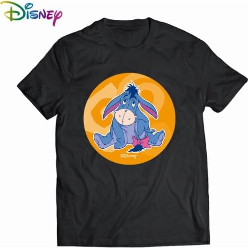 Disney Kawaii Pooh and Honey Treee eyore T-shirts Women Black Tops Ladies Casual O Neck top Women Korean Style Harajuku Cloth