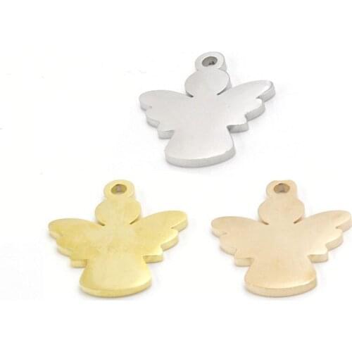 DIY jewelry making 5pcs 17*20mm double-sided mirror polished stainless steel Angel Pendant pendant racelet/necklace accessories