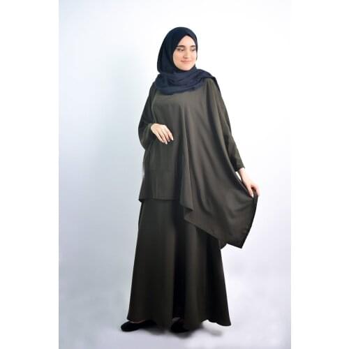 Eid 2 Piece Set Long Khimar Jilbab Muslim Women Prayer Garment Sets Abaya Skirt Arab Islamic Overhead Burqa Ramadan Musulman