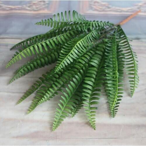 Artificial Plant Green Fern Bouquet Leather Silk Plants Fake Persian Leaves Foliage Home Decor Wedding Decoration