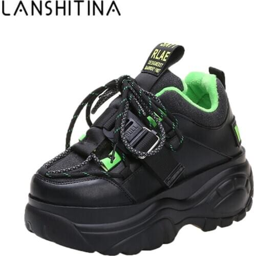 Women Platform Sneakers Lace-up Winter Velvet Keep Warm Dad Shoes High Top Chunky Casual Shoes Thick Bottom Flats Ladies Creeper