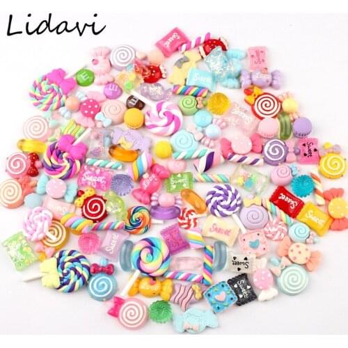 Lidavi Sweet Candy Resin Lucky Bag Fashion Soft Clay Flat Accessories Mobile Phone Shell DIY Handmade Jewelry Color Style Random