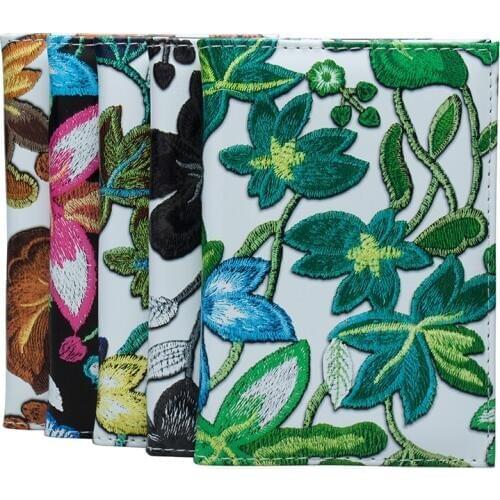 Fashion Pu Leather Yellow Leaves And Flower Passport Holder Business Card Holder Passport Cover With Travel