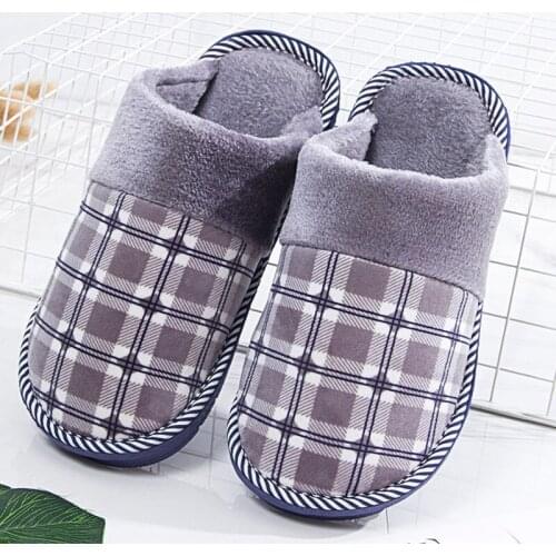 Mens Indoor Slippers Warm Plush Anti Slip Lovers Home Slides 2021 Winter Cotton Shoes Males House Floor Bedroom Slippers House