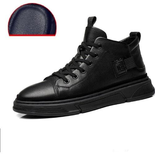 Men Ankle Boots Outdoor Leather Autumn Spring Non-slip Walk Male Casual Flats Work Shoes Platform Fashion Comfortable