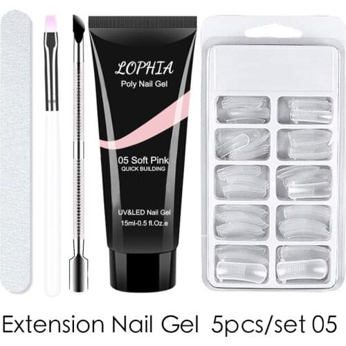 LOPHIA Poly Extension Nail Gel Kits 5pcs/set Clear/Pink Quick Building UV Gel Varnish Building Mold Nail Art Tool Manicuring