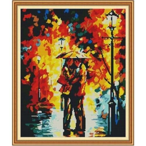 Joy Sunday Dark Night Cross Stitch Paintings Handmade Embroidery Kits 14CT 11CT Counted Printed Fabric DIY Needlework Home Decor