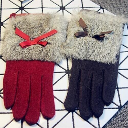 New arrive Korean touch screen five fingers wool gloves cute warm women spring winter gloves mittens