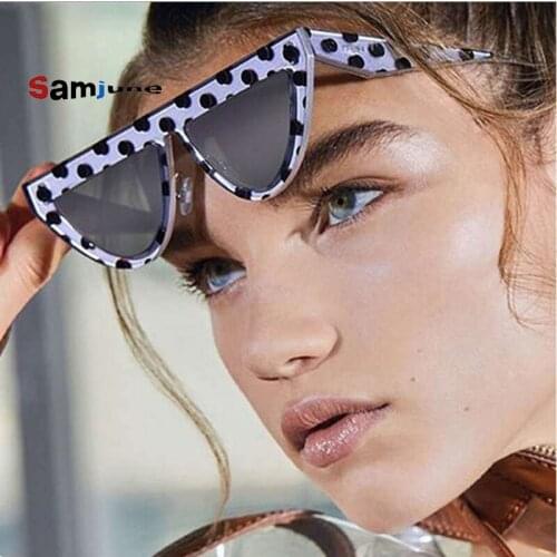 Samjune Sexy Cat Eye Sunglasses Women Small Brand Designer Narrow Frame Flat Top Sun Glasses Female Shades Ladies Clear Lens