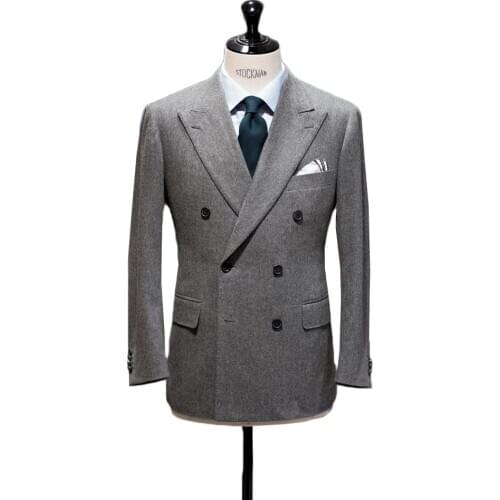 England Style Solid Suit Top Smart Casual For Man Double Breasted Thick Woolen Male Fashion 2021 Winter
