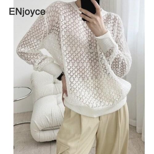 Autumn Fashion Hollow Round Neck Mohair Woolen Loose Long Sleeve Pullovers Sweater Women Korean Style Romantic Knitted Clothes