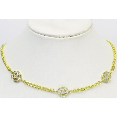 5 Pcs Zirconia Face link chain Necklace Smile face Necklace Jewelry Accessories Jewelry Necklace Gift 8482