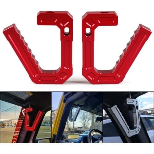 1 Pair Front Grab Handle CNC Aluminum Grip Bar for Jeep JK Wrangler 07-18 Sport Sahara Rubicon