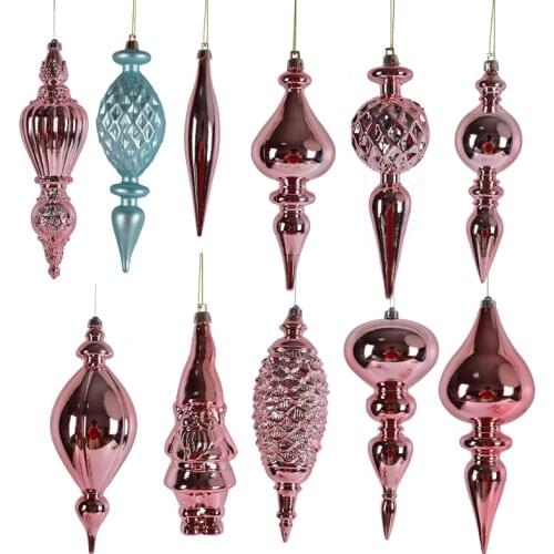 Festival decorations blue pink gourd shaped ball hanging Christmas tree window scene arrangement pendant party decoration 2021