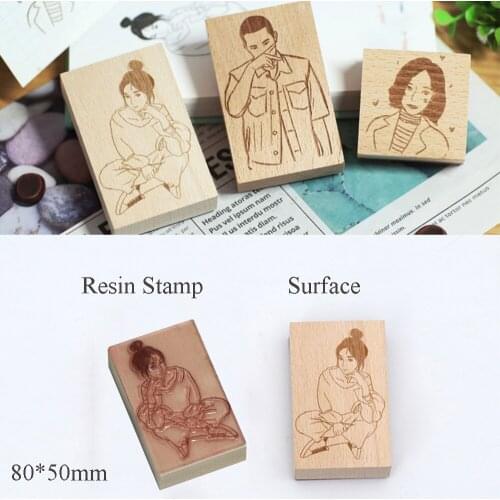 Lovely Selfie Portrait Stamp Personalized Wood Stamps Carved Name Photo Logo Seals Chop Child Students Valentines Birthday Gift
