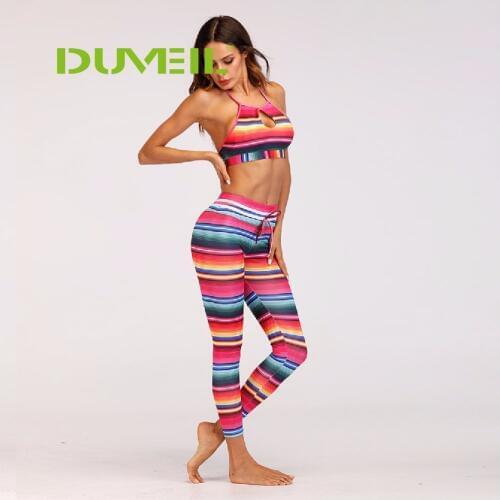 Sexy Multicoloured Printing Yoga Sports Suit Women Vest+Yoga Pants Fitness Backless Yoga Set Bodybuilding Gym Running Sportswear