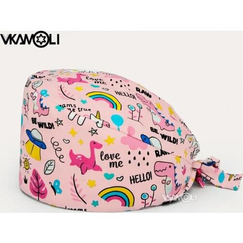 Pet Shop Grooming Scrubs Caps Unisex Adjustable Nutritionist Scrubs Hats Multicolor cartoon Print Hats Beauty Salon Working Caps