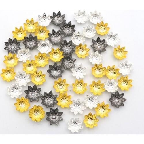 100pcs/lot Gold Color 8 Panels Metal Flower Loose Spacer Bead Caps For Diy Jewelry Making Finding Accessories Wholesale Supply