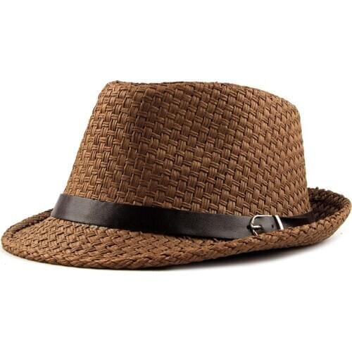 New Men Straw Hat Male Summer Jazz Hats with Belt Breathable Cowboy Hats Fedoras Casual Breathable Men Sun Hats Cap CL117