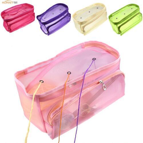 KOKNIT Knitting Bag Organizer Yarn Storage Mesh Bag Tote Storage Case for Crocheting Hook Knitting Needles Sewing Accessories