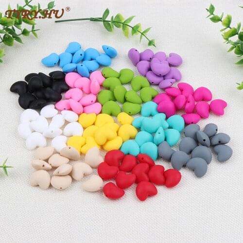 TYRY.HU 20pcs/lot LOVE Heart Beads Baby Teether Silicone Teething Beads For Necklace DIY Baby Pacifier Chain BPA Free