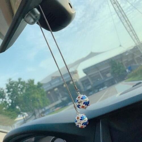 Ball Ornament Rhinestone Car Mirror Hanging Pendant Auto Interior Decor In Car Accessory For Girls Gifts Car