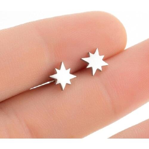 Retro Fashion Stainless Steel Irregular Star Earrings Small Tiny Stud Simple Fashion Piercing Earing Womens Minimalist Jewelry