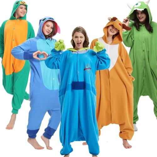 Adults Animal Onesies Sulley Monster Deer Turtle Pajamas Sets Sleepwear Women Men Winter Unisex Anime Cosplay Costumes Pajamas