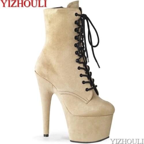 Suede material with ankle boots, 15cm sexy stile, model nightclub pole dancing, dancing shoes