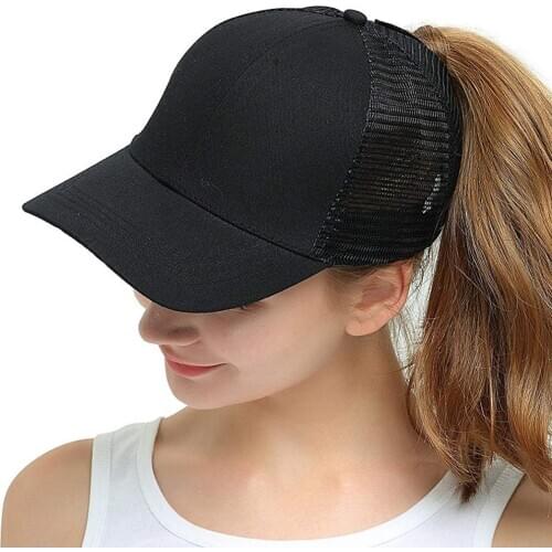 Womens Ponytail Messy High Buns Mesh Trucker Ponycaps Plain Baseball Cap Dad Hat Adjustable Size,Variy Styles and Colors