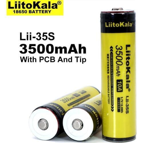 1-10PCS LiitoKala Lii-35S 18650 battery 3.7V lithium ion 3500mAh lithium battery suitable for flashlight PCB protection