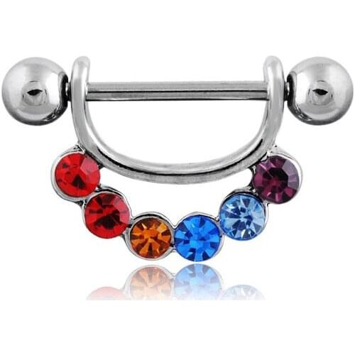 1 Pcs Fashion Sexy Colorful Rhinestone U-shaped Nipple Rings for Women Body Piecing Jewelry
