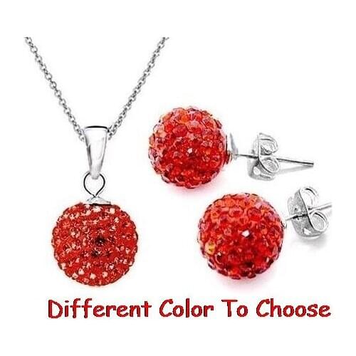 10mm rhinestone mix ab clay pave bead 16inch women men snake chain Crystal crystal set earrings stud Necklace hfg34