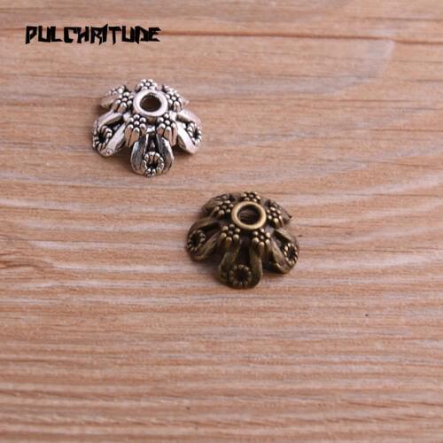 10pcs 7*16*16mm Two Color Retro Bead Caps Charm Hollow Flower Pendants Jewelry Accessories DIY Receptacle Charms