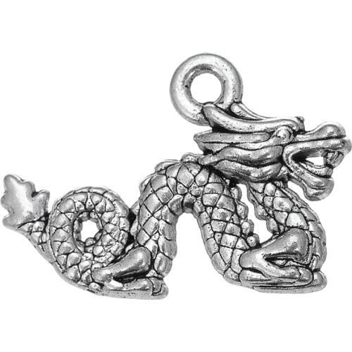 10pcs Charms Dragon 21x14.5mm Antique Silver Color Pendant Dragon Charms For Jewelry Making Jewelry Findings