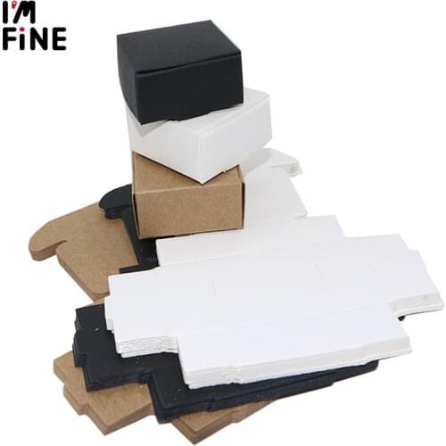 10Pcs/lot 9Sizes Small Kraft Paper Box Brown Cardboard Handmade Soap Box White Craft Paper Gift Box Black Packaging Jewelry Box