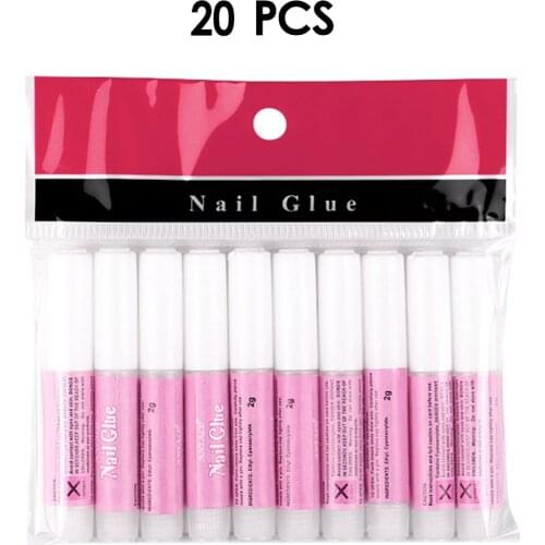 20 Bottle 2g Mini Beauty Nail Glue Clear Fast-dry Strong Adhesive Art Decorate Tips Acrylic Glue Nail Accessories For Rhinestone