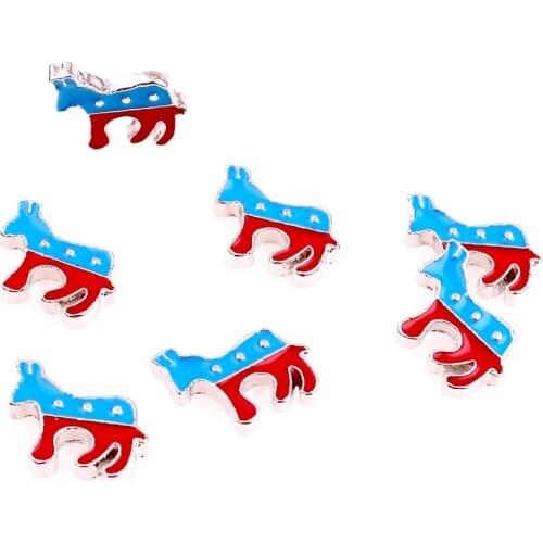 20Pcs/Lot Metal USA Symbol Elephant And Elk Animal Floating Charms Making Handmade Glass Locket Jewelry Wholesale