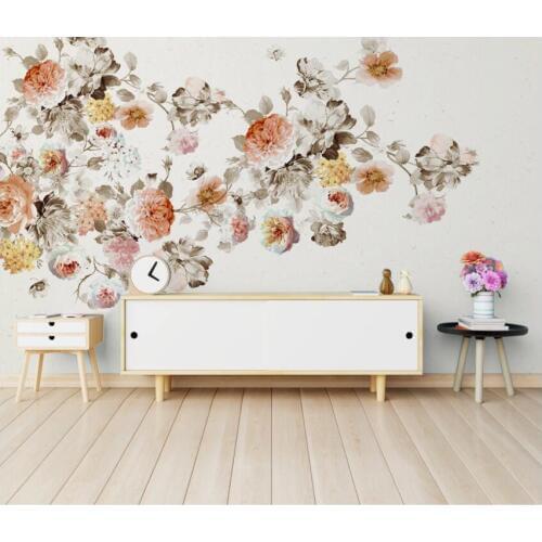 Custom photo 3d wallpaper Modern hand drawn nostalgic rose flower home decor living room 3d wall murals wallpaper for walls 3 d