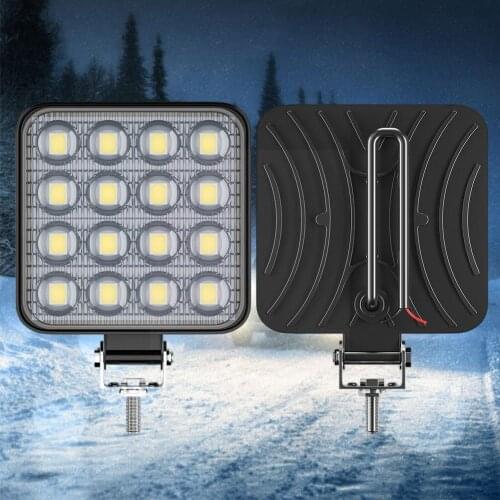 48W 16 LED Work Light Square Super Bright Daytime Running Motorcycle For Off-road Car Truck White DC12V/24V Lights Lamp Mod N9B4