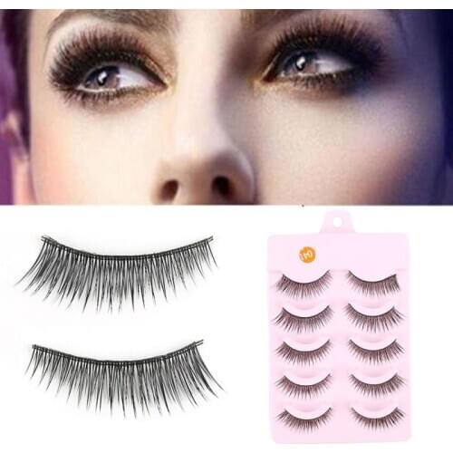 5 Pairs Fiber False Eyelashes Natural Cross Eyelashes Extension Kit Handmade High End Fake Eyelashes Bushy Soft Eyelashes Mink