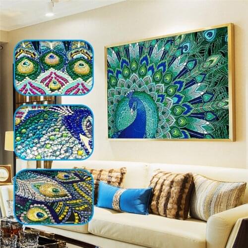 5D Peacock Special Shaped Diamond Painting Rhinestone Pasted Painting Cross Stitch Crafts Office Home Wall Hanging Decor