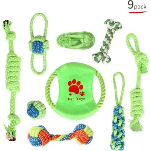7 Pcs /9 Pcs Pet Cotton Rope Dog Toy Chew Toys Interactive Pet Cat Dog Tooth Cleaning Love Throwing Bite Dog Toys Ball
