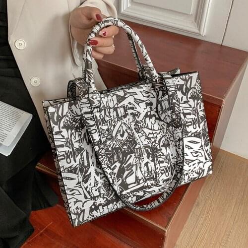 Printing High Capacity Big Shopper Shoulder Bags for Women 2021 New Arrival Designer Trends Casual Shopping Handbags Totes