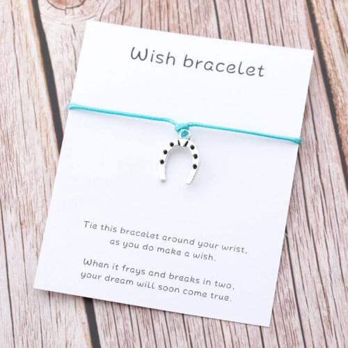 Good Luck Wish Bracelet Horseshoe Horse Hoof Charm Lucky Bracelet Wish Bone Charms Women Men Unisex Friendship Bracelet Gift