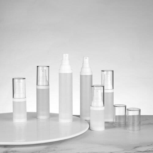 Pump Bottle 20ml 30ml 50ml Vacuum Plastic Pump Bottle Travel Bottling Perfume Container White Frosted Airless Spray Bottle