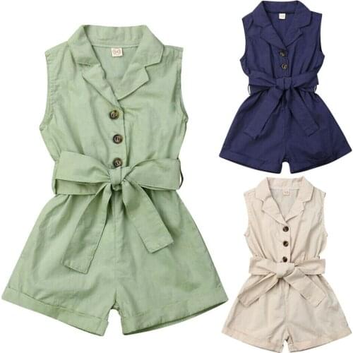 Citgeett Summer Fashion Kids Baby Girls Clothes Bow-tie Waist Romper Jumpsuit Sleeveless Outfits Sunsuits Fashion Clothes