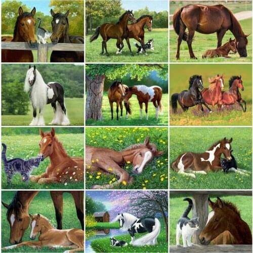 EverShine Diamond Painting Full Square Drill Horse Cross Stitch Diamond Mosaic Animal Needlework Picture Rhinestones Wall Art